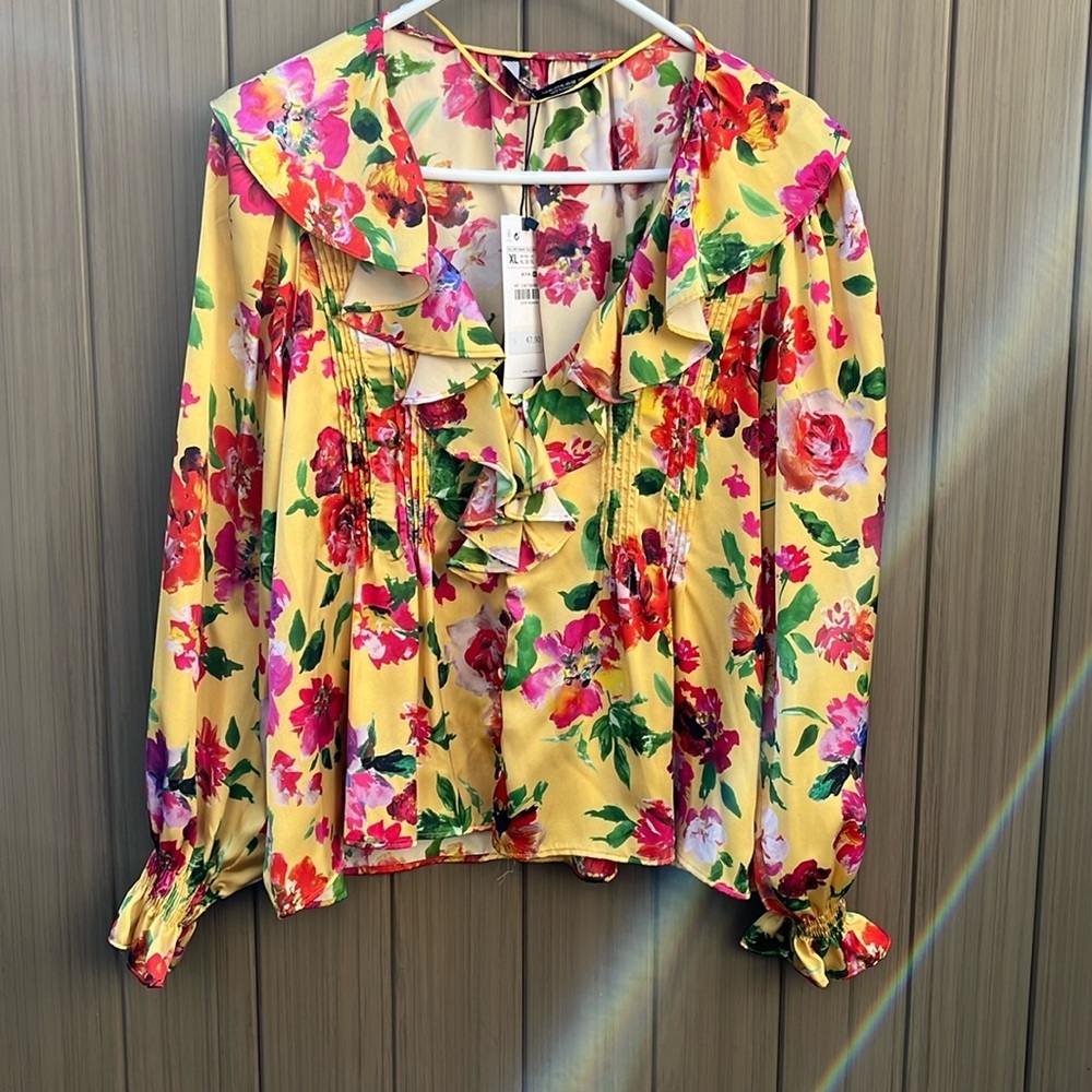 Zara Multicolored Ruffled Blouse with Sailor Collar - Picture 5 of 16